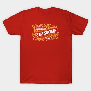 The Rose Suchak Ladder Co. (White and Gold on Red) T-Shirt